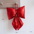 Red metallic fabric Christmas bow ornament for tree decoration, size 25cm by 19cm - Large / Red
