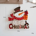 Wooden snowman Merry Christmas door hanger with red scarf and 31x28cm size details - Snowman
