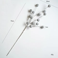 Ramo di bacche d'argento glitterate per decorazione albero di Natale, altezza 70 cm - Argento
