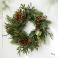 Christmas wreath with red berries and pine cones 65cm 1kg festive decoration - Round Wreath / Diameter 65cm
