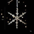 Hanging 16cm acrylic champagne snowflake ornament with grey ribbon for Christmas tree - Crystal Faceted Hexagonal Snowflake (Style F)