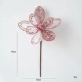 Fiore di Natale artificiale rosa con brillantini e perline, misura 30x24cm - Tipo C Rosa