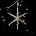 Clear acrylic snowflake ornament with silver ribbon, 14cm hanging crystal decoration - Delicate Beaded Hexagonal Snowflake (Style G)