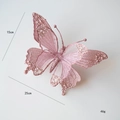 Pink glitter Christmas butterfly decoration with white pearls for festive tree decor - Pink Butterfly