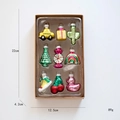 Set of 9 colorful glass Christmas ornaments with diverse shapes in a brown gift box - Mixed Holiday Gift Theme (Style B)