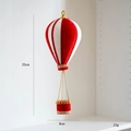 Addobbo natalizio a mongolfiera rosso e bianco in velluto con perline dorate h 25cm - Mongolfiera 25cm