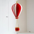 Red and white velvet hot air balloon Christmas tree ornament with golden chain 35cm - 35cm Hot Air Balloon
