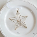 Sparkling gold wire star Christmas ornament measuring 10cm with white hanging ribbon - Pentagram