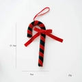 Canne en sucre de Noël en velours rouge et vert avec nœud, décoration de 21,5 cm de haut - Petit Sucre d'Orge