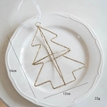 Golden glitter metal wire Christmas tree ornament with ribbon, size 16cm by 12cm - Christmas Tree