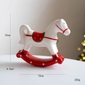 Weihnachtliche Keramik-Schaukelpferd-Deko in Rot und Weiß, Höhe 15 cm - Large Horse