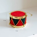Petit tambour de Noël en velours rouge et vert avec bordure dorée de 7.5cm de diamètre - Petit Tambour