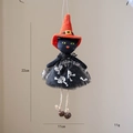 Halloween-Schwarzkatze mit orangefarbenem Hexenhut und Totenkopf-Tüllrock, 22cm Deko - 22cm / Schwarze Katze
