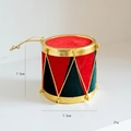 Suspension tambour de Noël en velours rouge et vert avec bordure dorée festive - Grand Tambour