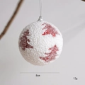 8cm weißer Weihnachtsschneeball aus Schaumstoff mit roten Sternen und Schneetextur - 8cm / Typ B Rot Weihnachtsbaum