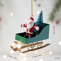 Babbo Natale su slitta in metallo verde, decorazione natalizia con dettagli dorati - Stile Babbo Natale
