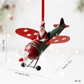 Decorazione aereo retrò in metallo verde scuro con Babbo Natale per l'albero di Natale - Pilota Babbo Natale