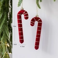Set de 2 bastones de caramelo flocados rojos con rayas doradas para decorar el árbol - Bastón de Caramelo