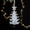 Decorazione albero di Natale in acrilico trasparente con glitter argento e nastro - Albero di Natale