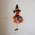 Halloween Kürbis-Hexe Puppe Hängedekoration mit schwarzem Hut und orangefarbenem Netzrock - 22cm / Kürbis
