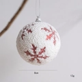 8cm weiße Weihnachtskugel mit Textur und roten Glitzerschneeflocken zum Aufhängen - 8cm / Typ C Rot Schneeflocke