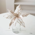 Champagne gold glitter artificial Christmas poinsettia flower, 22cm floral decor - Champagne