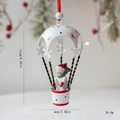 Adorno navideño de muñeco de nieve en globo aerostático rojo y blanco para colgar - Muñeco de nieve