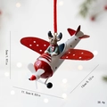 Renna di Natale in aereo vintage in metallo rosso con cordino e specifiche dimensionali - Pilota Renna