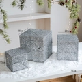 Set di 3 scatole regalo di Natale in argento glitterato da 15cm, 20cm e 25cm - Stile Paillettes Arte del Ferro Argento