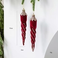 Set de dos adornos navideños de carámbanos de terciopelo burdeos con lentejuelas doradas - Carámbano