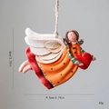 Angelo di Natale retrò in resina arancio-rosso con cuore e dimensioni 8x9,5 cm e 42g - Vestito Arancione Con Cuore (D款)