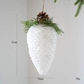 Pigna bianca glitterata da 21cm con pigne naturali e aghi di pino per decoro natalizio - Pigna Bianca Piccola