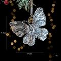 Decorazione natalizia a farfalla in acrilico trasparente con glitter argento e strass - Farfalla