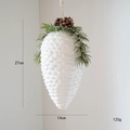 Grande pigna decorativa natalizia bianca da 27cm con glitter e aghi di pino sintetici - Pigna Bianca Grande