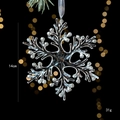 Fiocco di neve in acrilico trasparente da 14 cm con glitter argento e nastro elegante - Fiocco n. 1