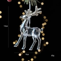 Transparent acrylic Christmas reindeer ornament with silver glitter antlers and dimensions - Standing Reindeer