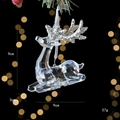 Transparent acrylic Christmas elk ornament with silver glitter details and 9cm size specs - Sitting Deer
