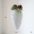 Silver glitter Christmas pinecone ornament with artificial pine needles and snow detail - Small Silver Pinecone