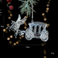 Sparkly acrylic Pegasus with silver glitter carriage Christmas hanging ornament - Flying Horse Carriage