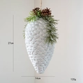 27cm large silver glitter pinecone ornament with green needles and natural pinecones - Large Silver Pinecone