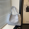 Sac fourre-tout bleu clair avec motif tissé texturé et grande capacité de rangement - Bleu