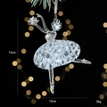 Sparkling transparent acrylic ballet dancer Christmas ornament with silver glitter accents - Girls