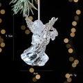 Transparent acrylic angel ornament with silver glitter for Christmas tree decoration - Angel with Lute