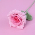 Handmade crochet pink gradient rose flower with green stem for gift decoration - Gradient Pink