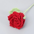 Handmade crochet red rose flower with green leaves for Valentine gift home decoration - Burgundy