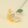Handmade crochet forget-me-not flower bouquet with pearl accents and green leaves - 7-Head Forget-Me-Not with Artificial Pearl / Dark Yellow And Light Yellow