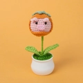 Handmade crochet persimmon pig flower in a white pot for desktop decoration - Light Orange Persimmon Pig Potted Plant