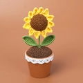 Handmade crochet sunflower potted plant with yellow petals and white lace clay pot - Pointed Petal Sunflower Potted Plant / Pointed Sunflower