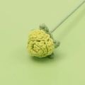 Handmade crochet rose in soft yellow yarn with green stem for gift decoration - 3cm Flower Head / Green