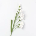 Branche de muguet crochetée à la main avec boutons de fleurs blancs et feuilles vertes - Type multi-fleurs / Blanc